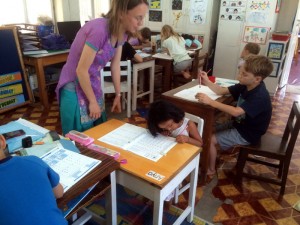 Nora in the classroom. Nora in the classroom.