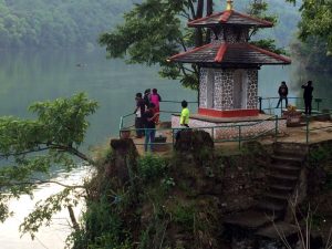 A shrine on the edge of Lake Fewa.