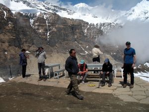 Trekkers relaxing in the sun.