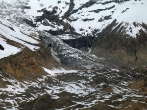 Annapurna glacier cut this huge steep sided cut in the landscape.