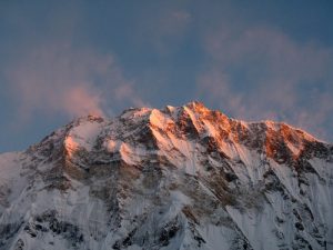 First sun on the mountains.