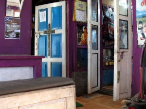 The inside dining area - I loved the door and the colors.