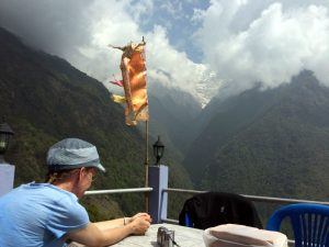 Lunch overlooking the steep vallley.