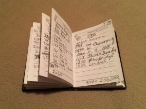 My trekking log book.