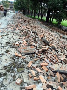 This entire wall collapsed; one of many such. This entire wall collapsed; one of many such.