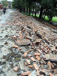 This entire wall collapsed; one of many such.