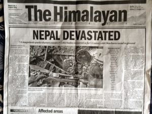 Newspaper headlines about the quake.