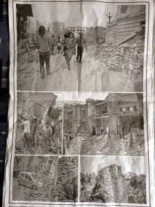 Newspaper article about the quake.