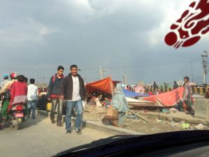 People lining the roads.