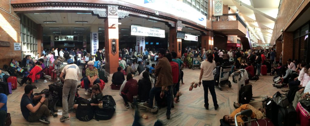 Inside the airport, at the ticket counters. Inside the airport, at the ticket counters.