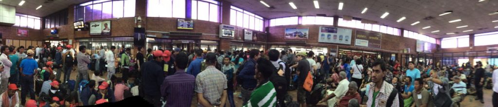 The packed waiting area where I spent my last 12 hours before flying out.